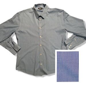 SMOG Slim Fit Button Down Shirt XXL Blue / White checkered